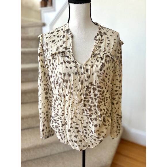 Rails Cream & Brown Lydia Blouse Puma Leopard Print - Picture 1 of 8